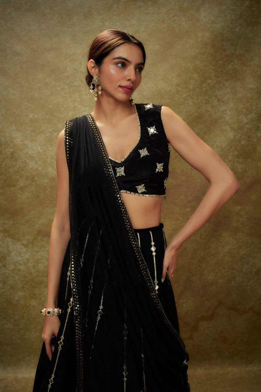 Bridal Wedding Lehenga Set with Coffee Color Dupatta and Embroidery